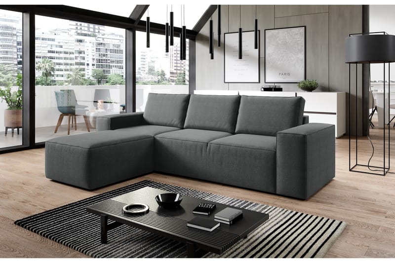 Kamli Sovesofa m. Divan med Oppbevaring - Mørkegrå - M�øbler - Sofaer - Sovesofaer