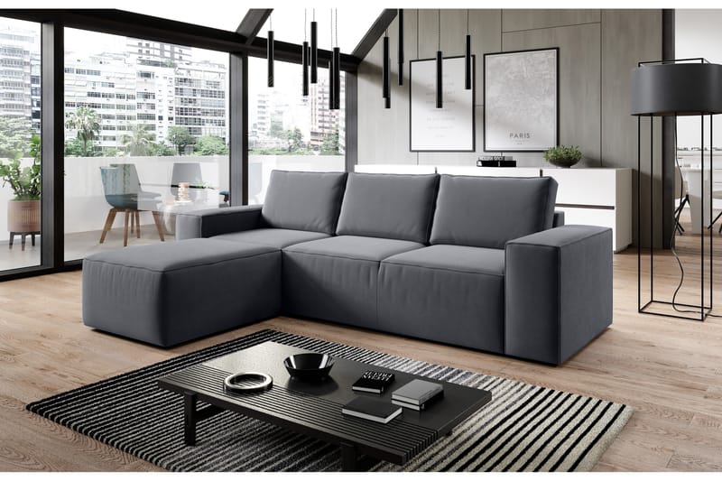 Kamli Sovesofa m. Divan med Oppbevaring - Mørkegrå - M�øbler - Sofaer - Sovesofaer