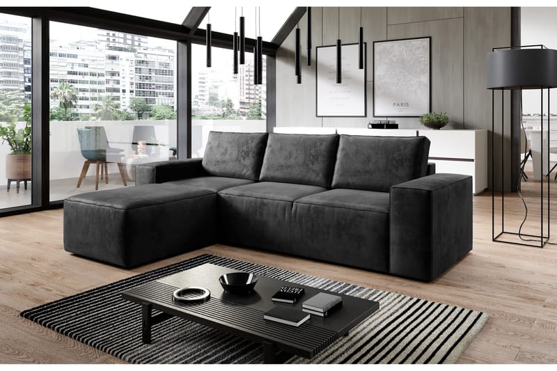 Kamli Sovesofa m. Divan med Oppbevaring - Mørkegrå - Møbler - Sofaer - Sovesofaer
