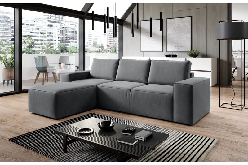 Kamli Sovesofa m. Divan med Oppbevaring - Mørkegrå - Møbler - Sofaer - Sovesofaer