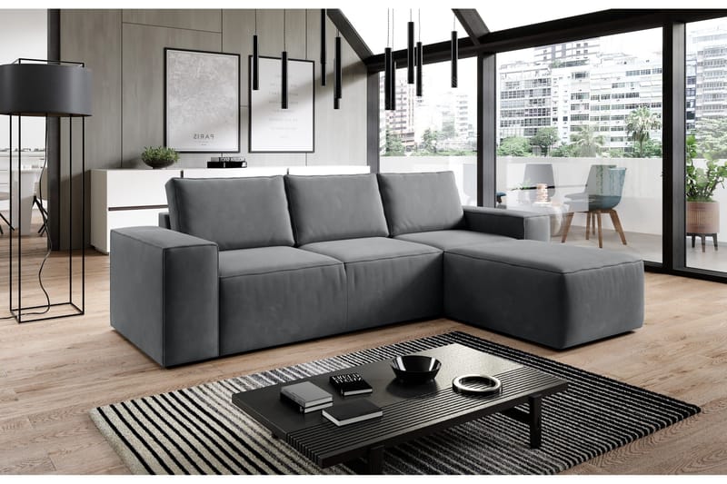 Kamli Sovesofa m. Divan med Oppbevaring - Mørkegrå - Møbler - Sofaer - Sovesofaer