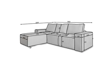 Kamli Sovesofa m. Divan med Oppbevaring - Mørkegrå - Møbler - Sofaer - Sovesofaer