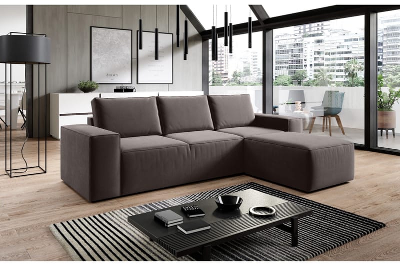 Kamli Sovesofa m. Divan med Oppbevaring, Mørkegrå