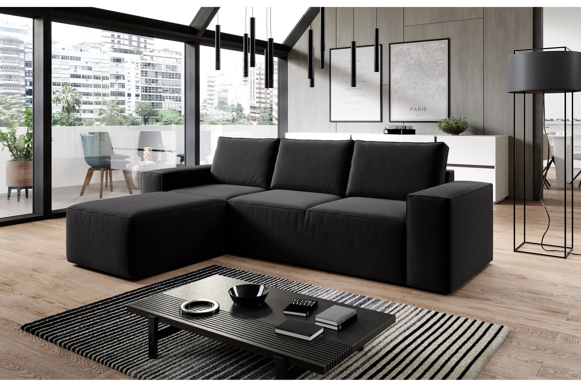Kamli Sovesofa m. Divan med Oppbevaring - Svart - Møbler - Sofaer - Sovesofaer