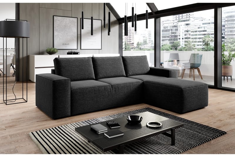 Kamli Sovesofa m. Divan med Oppbevaring, Svart