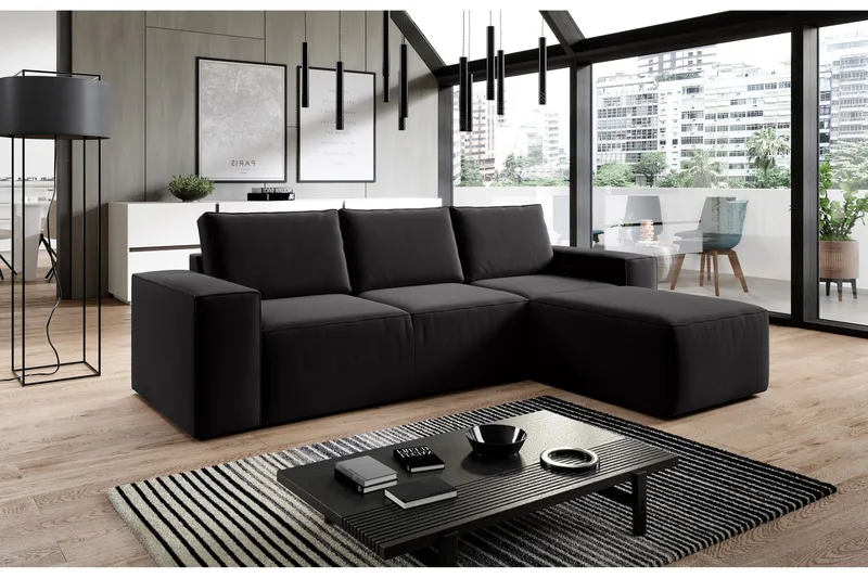 Kamli Sovesofa m. Divan med Oppbevaring, Svart