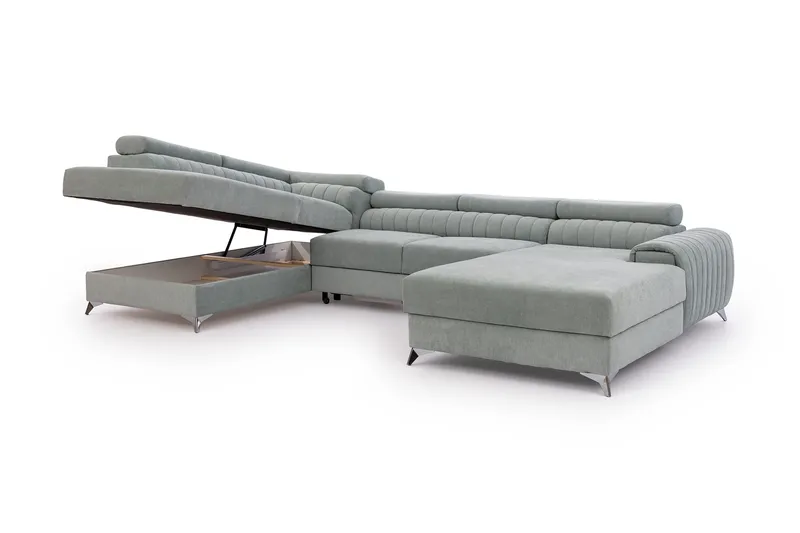 Kamran Sovesofa m. Divan og Sjeselong med Oppbevaring - Beige - Møbler - Sofaer - Sovesofaer