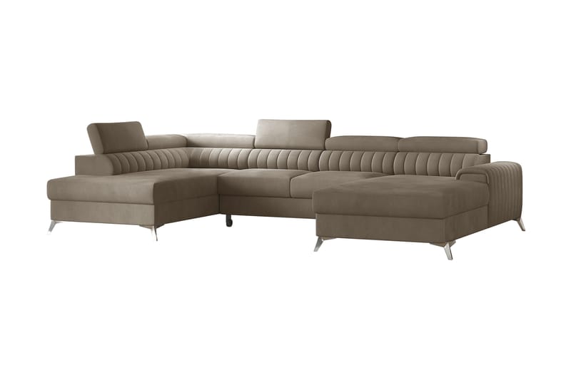 Kamran Sovesofa m. Divan og Sjeselong med Oppbevaring - Beige - Sovesofaer - Sovesofa divan