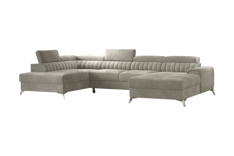 Kamran Sovesofa m. Divan og Sjeselong med Oppbevaring - Beige - Sovesofaer - Sovesofa divan