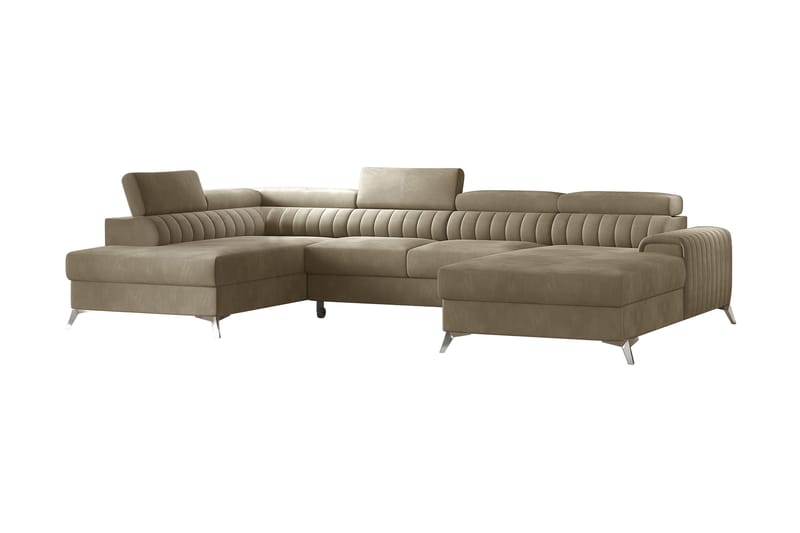 Kamran Sovesofa m. Divan og Sjeselong med Oppbevaring - Beige - Sovesofaer - Sovesofa divan