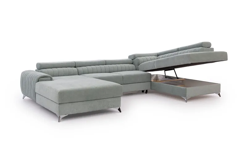 Kamran Sovesofa m. Divan og Sjeselong med Oppbevaring - Beige - Møbler - Sofaer - Sovesofaer