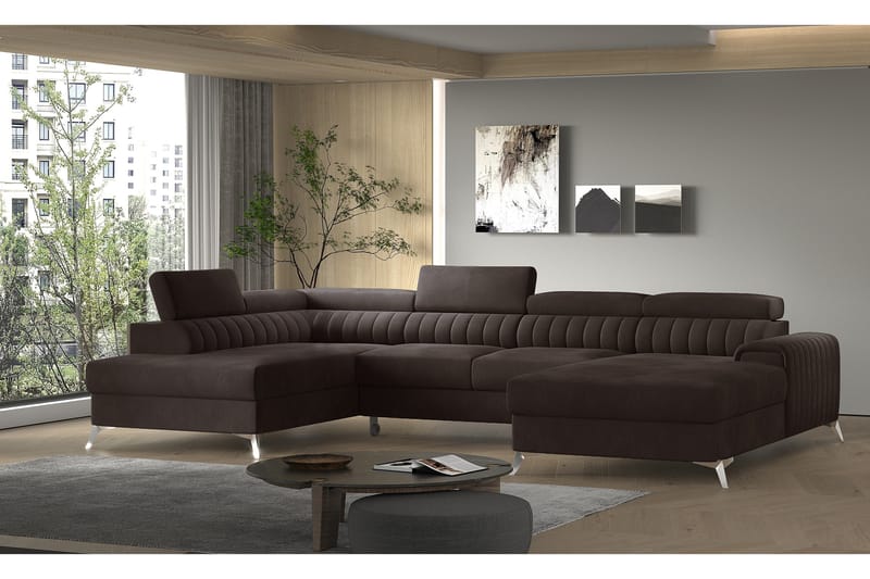 Kamran Sovesofa m. Divan og Sjeselong med Oppbevaring - Brun - Møbler - Sofaer - Sovesofaer