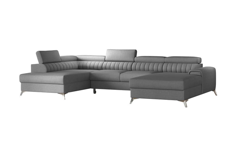Kamran Sovesofa m. Divan og Sjeselong med Oppbevaring - Grå - Møbler - Sofaer - Sovesofaer