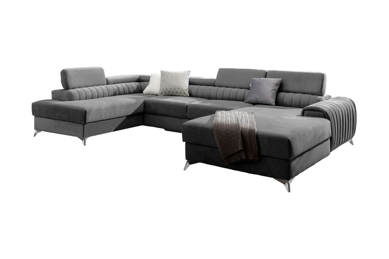 Kamran Sovesofa m. Divan og Sjeselong med Oppbevaring - Grå - Møbler - Sofaer - Sovesofaer