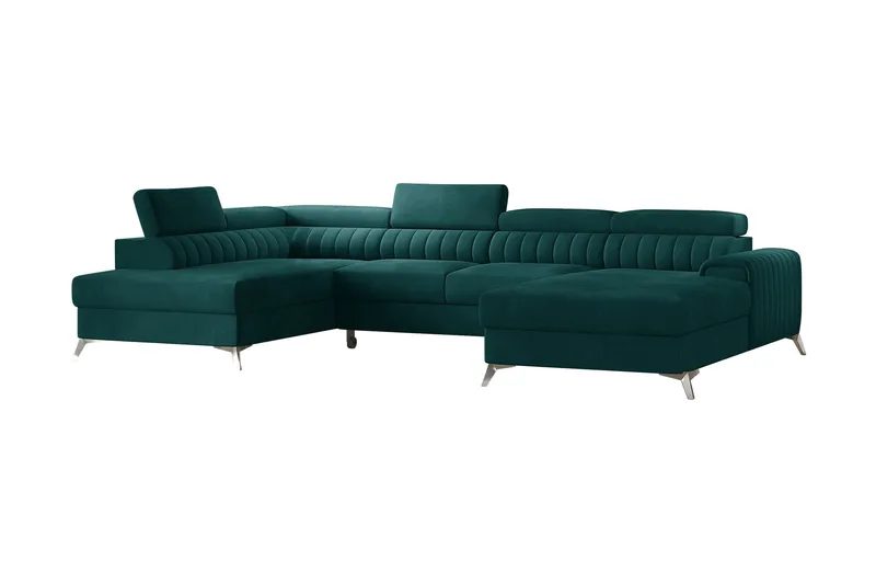 Kamran Sovesofa m. Divan og Sjeselong med Oppbevaring - Grønn - Møbler - Sofaer - Sovesofaer