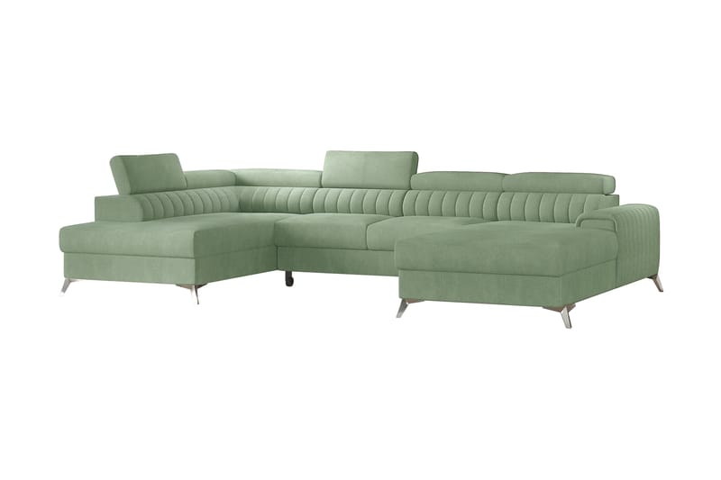 Kamran Sovesofa m. Divan og Sjeselong med Oppbevaring - Lyseblå - Møbler - Sofaer - Sovesofaer