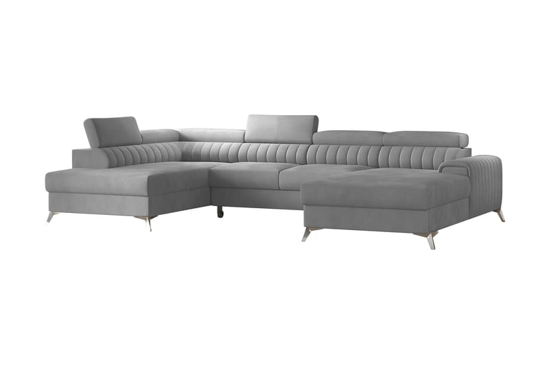 Kamran Sovesofa m. Divan og Sjeselong med Oppbevaring - Lysegrå - Møbler - Sofaer - Sovesofaer