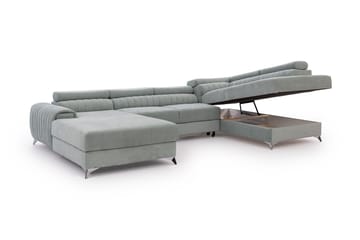 Kamran Sovesofa m. Divan og Sjeselong med Oppbevaring - Lysegrønn - Møbler - Sofaer - Sovesofaer
