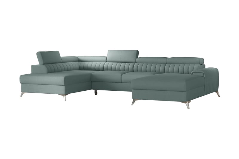 Kamran Sovesofa m. Divan og Sjeselong med Oppbevaring - Lysegrønn - Møbler - Sofaer - Sovesofaer