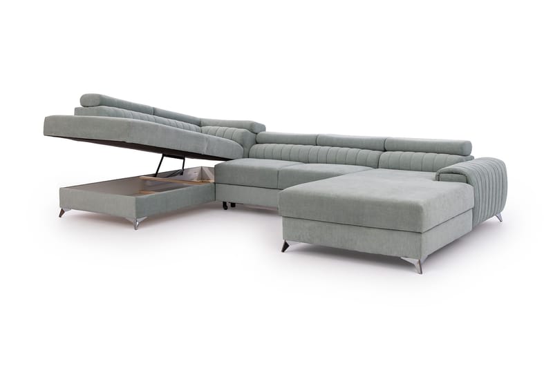 Kamran Sovesofa m. Divan og Sjeselong med Oppbevaring - Lyserosa - Møbler - Sofaer - Sovesofaer