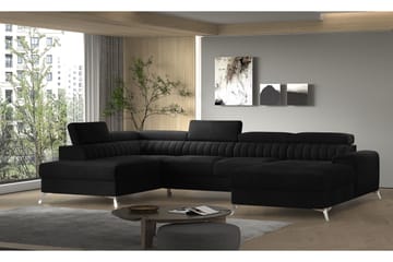 Kamran Sovesofa m. Divan og Sjeselong med Oppbevaring - Svart - Møbler - Sofaer - Sovesofaer