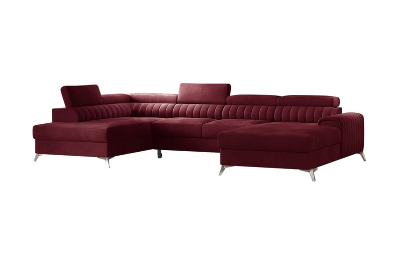 Kamran Sovesofa m. Divan og Sjeselong med Oppbevaring - Vinrød - Møbler - Sofaer - Sovesofaer