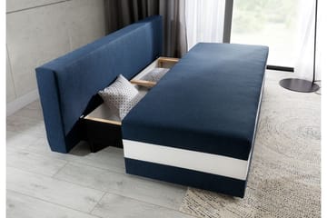 Karolez 3-seter Rektangulær Sovesofa med Bladmønstrede Puter i Stoff - Blå|Hvit - M øbler - Sofaer - Sovesofaer