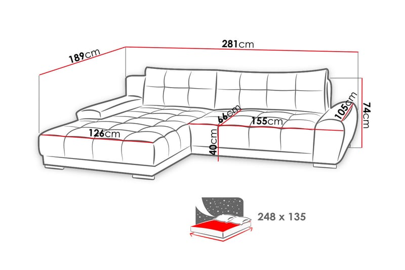 Kasdorf Hjørnesofa - Sovesofaer - Sovesofa divan - Fløyel sofaer