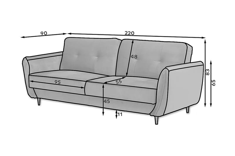 Katsuya Sovesofa 3-seters - Gul/Beige - Sovesofaer - 3 seters sovesofa