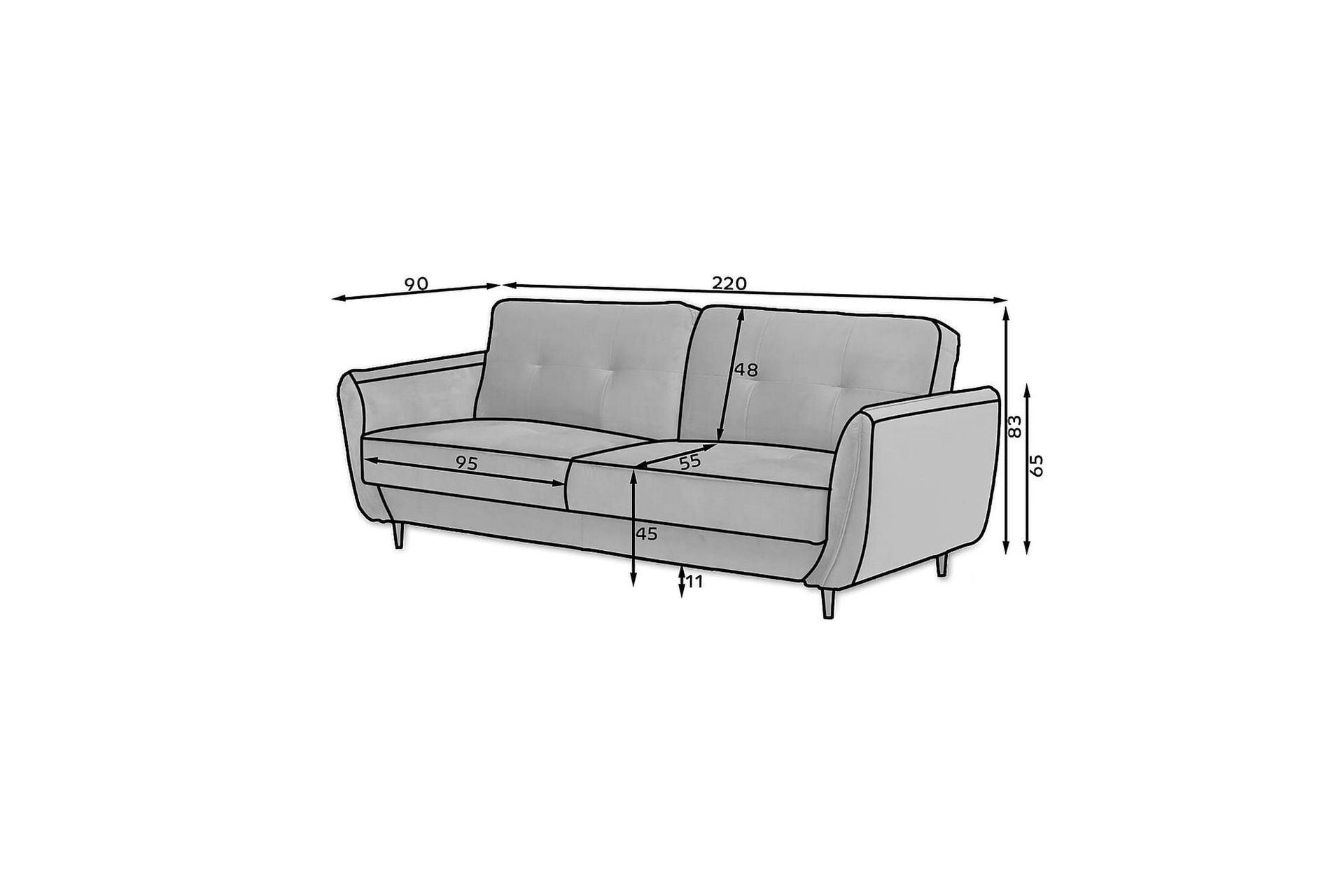 Katsuya Sovesofa 3-seters - Lyserosa - Møbler - Sofaer - Sovesofaer