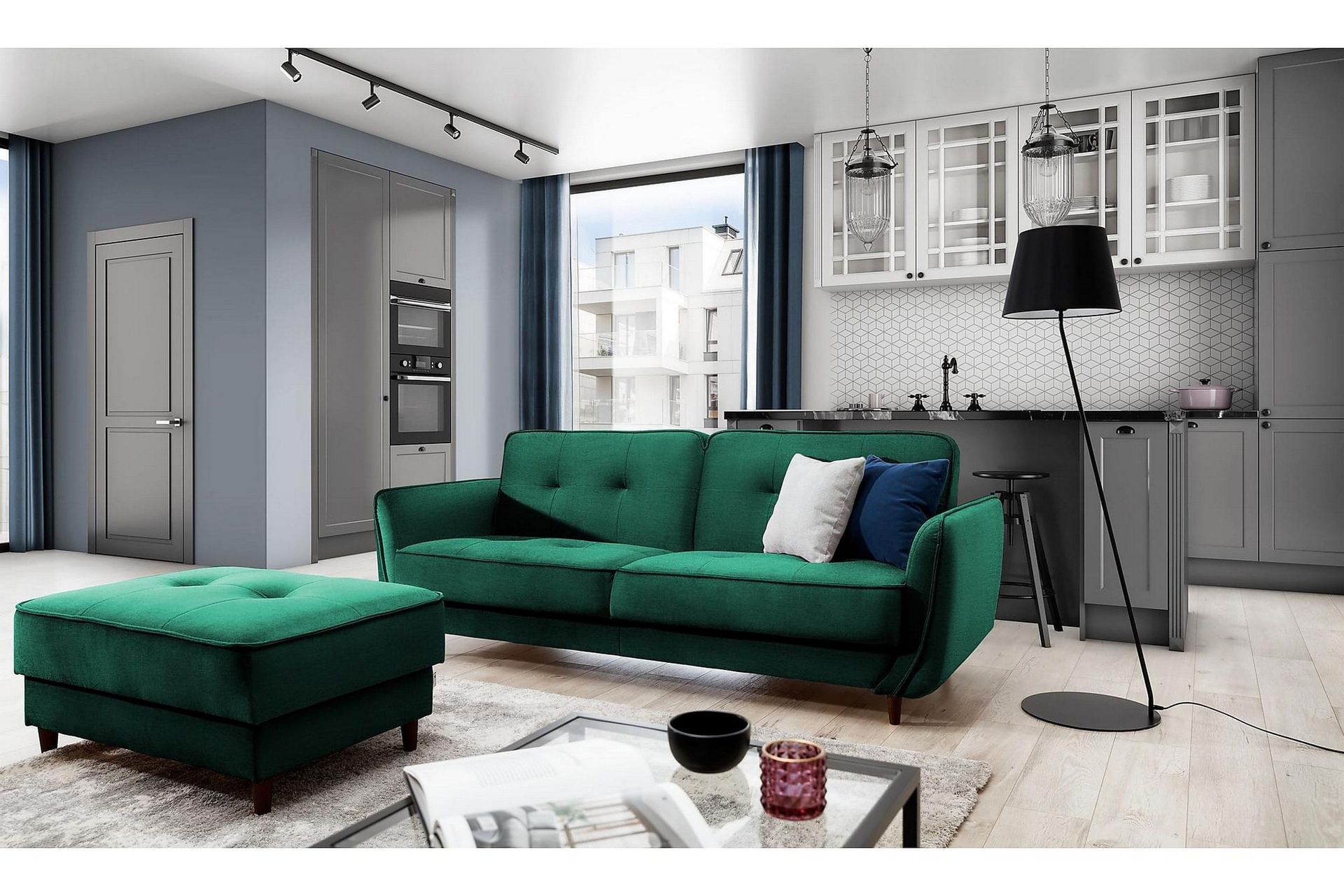 Katsuya Sovesofa 3-seters - Mørkegrønn
