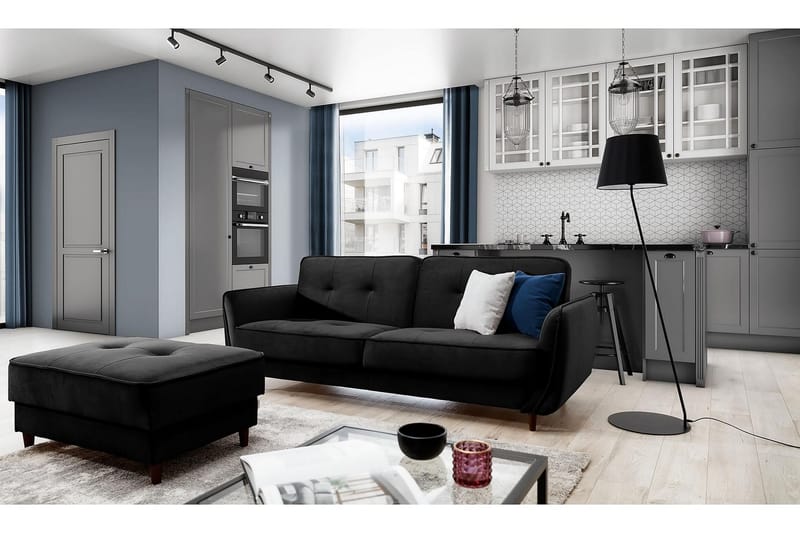 Katsuya Sovesofa 3-seters - Svart - Møbler - Sofaer - Sovesofaer