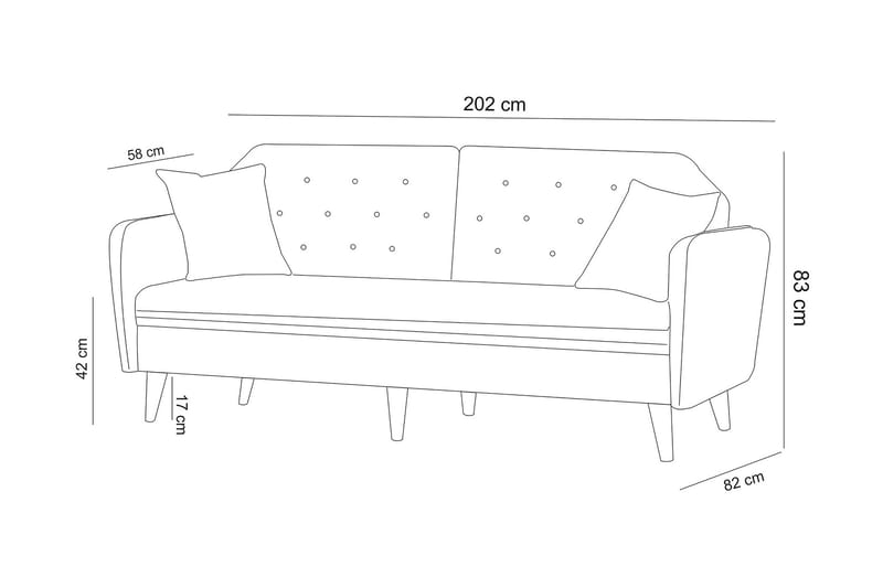 Keena Sovesofa 3-seter - Grå - Sovesofaer - 3 seters sovesofa