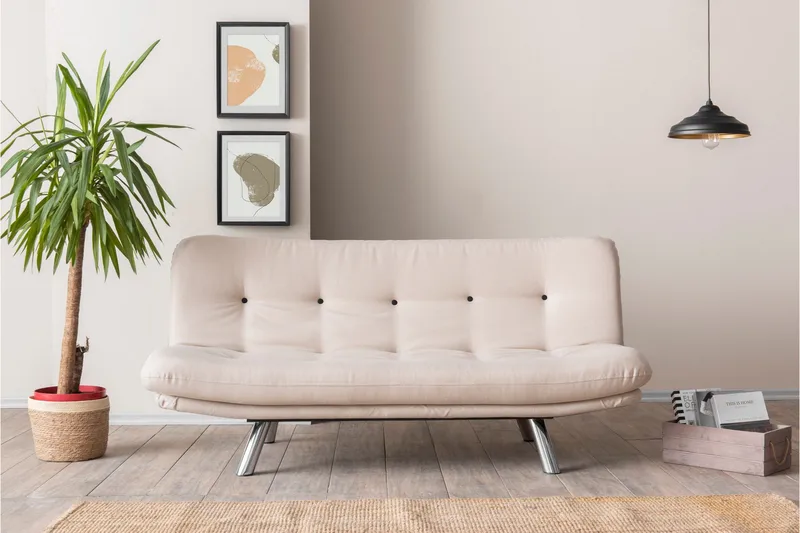 Kingaroy Sovesofa 100x175 cm i Lin, Kremhvit Beige