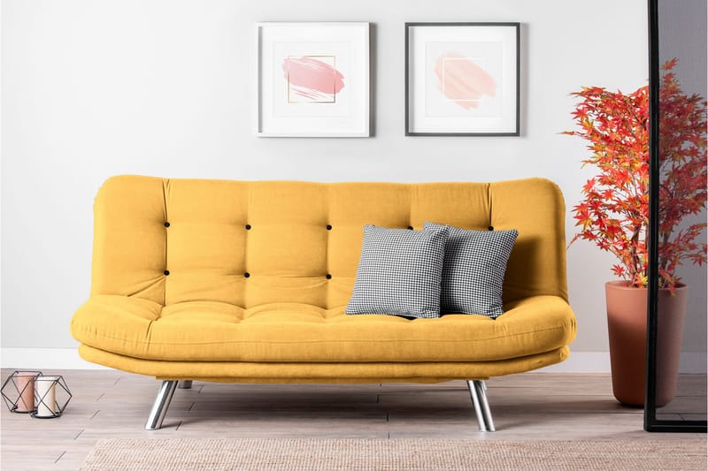 Kingaroy Sovesofa 3-seter 200x104 cm - Sennepsgul - Møbler - Sofaer - Sovesofaer