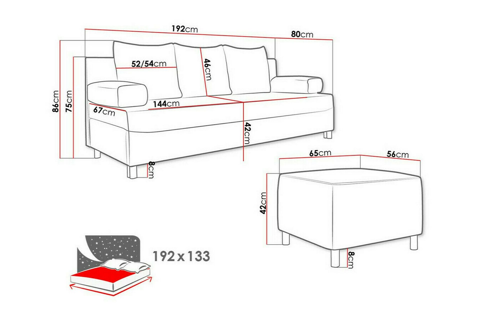 Kintore 2-seters Sovesofa - Beige - Møbler - Sofaer - Sovesofaer
