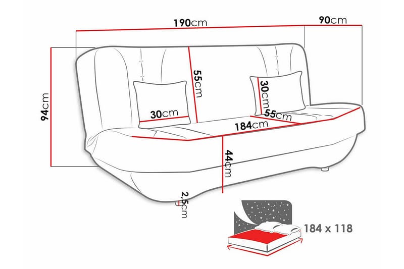 Kintore 2-seters Sovesofa - Brun - Møbler - Sofaer - Sovesofaer