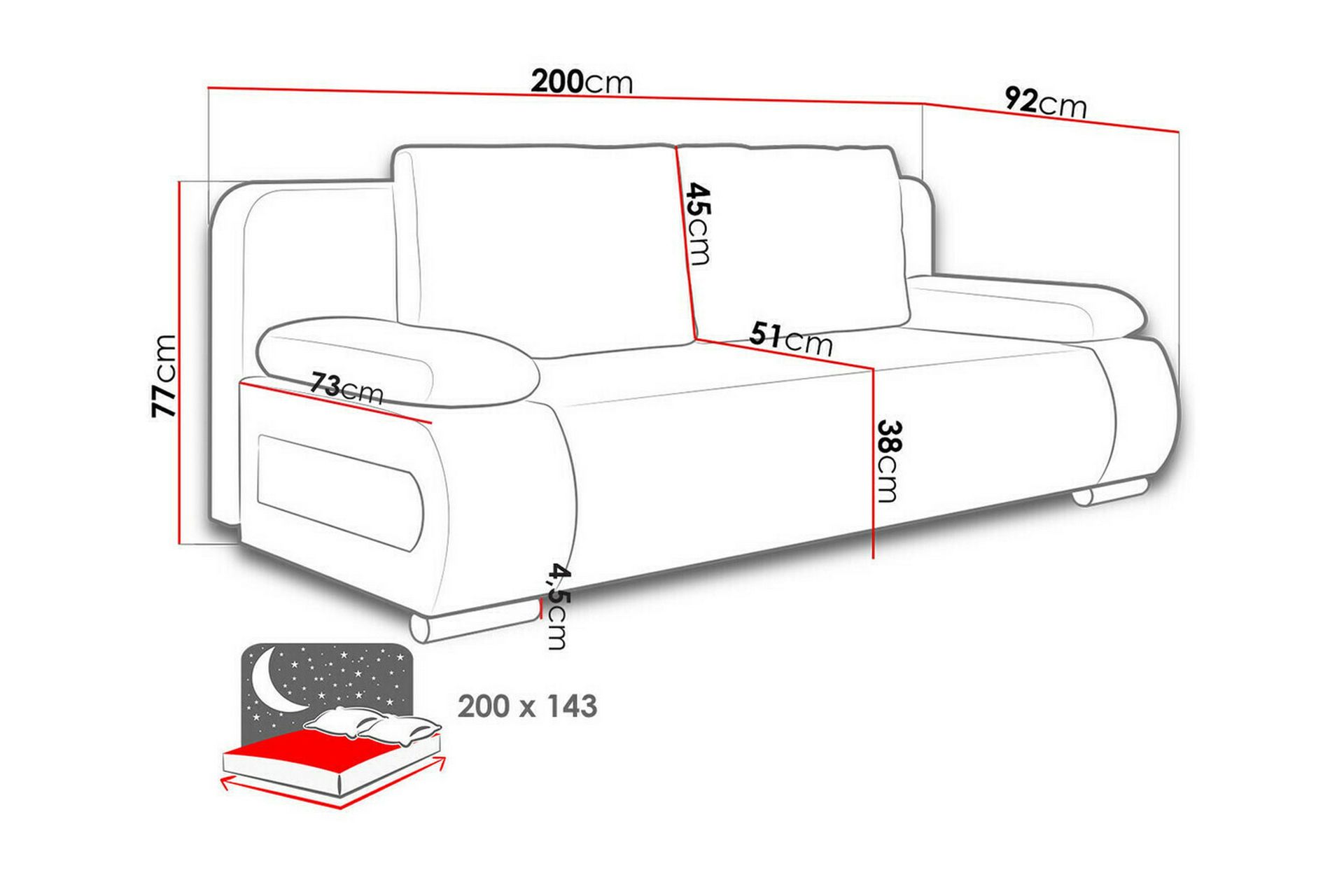 Kintore 2-seters Sovesofa - Grå - Møbler - Sofaer - Sovesofaer