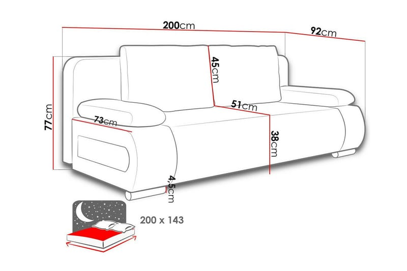 Kintore 2-seters Sovesofa - Grå/Svart - Møbler - Sofaer - Sovesofaer