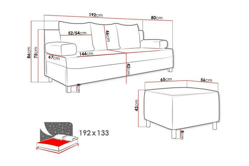 Kintore 2-seters Sovesofa - Lysegrå - Møbler - Sofaer - Sovesofaer