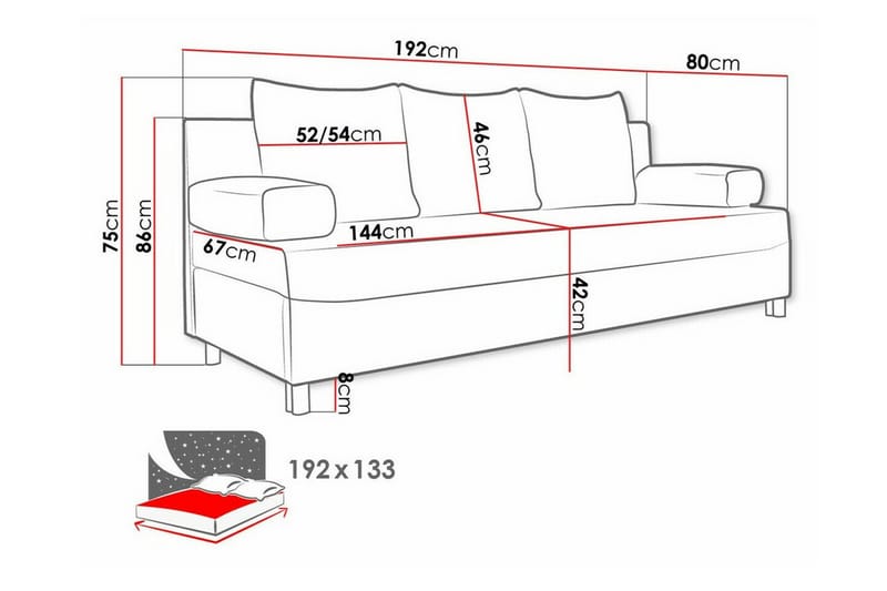 Kintore 2-seters Sovesofa - Lysegrå/Mørkegrå - Sovesofaer - 2 seters sovesofa