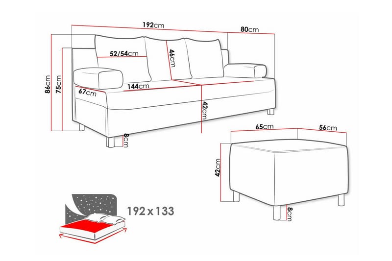 Kintore 2-seters Sovesofa - Mørkeblå - Sovesofaer - 2 seters sovesofa