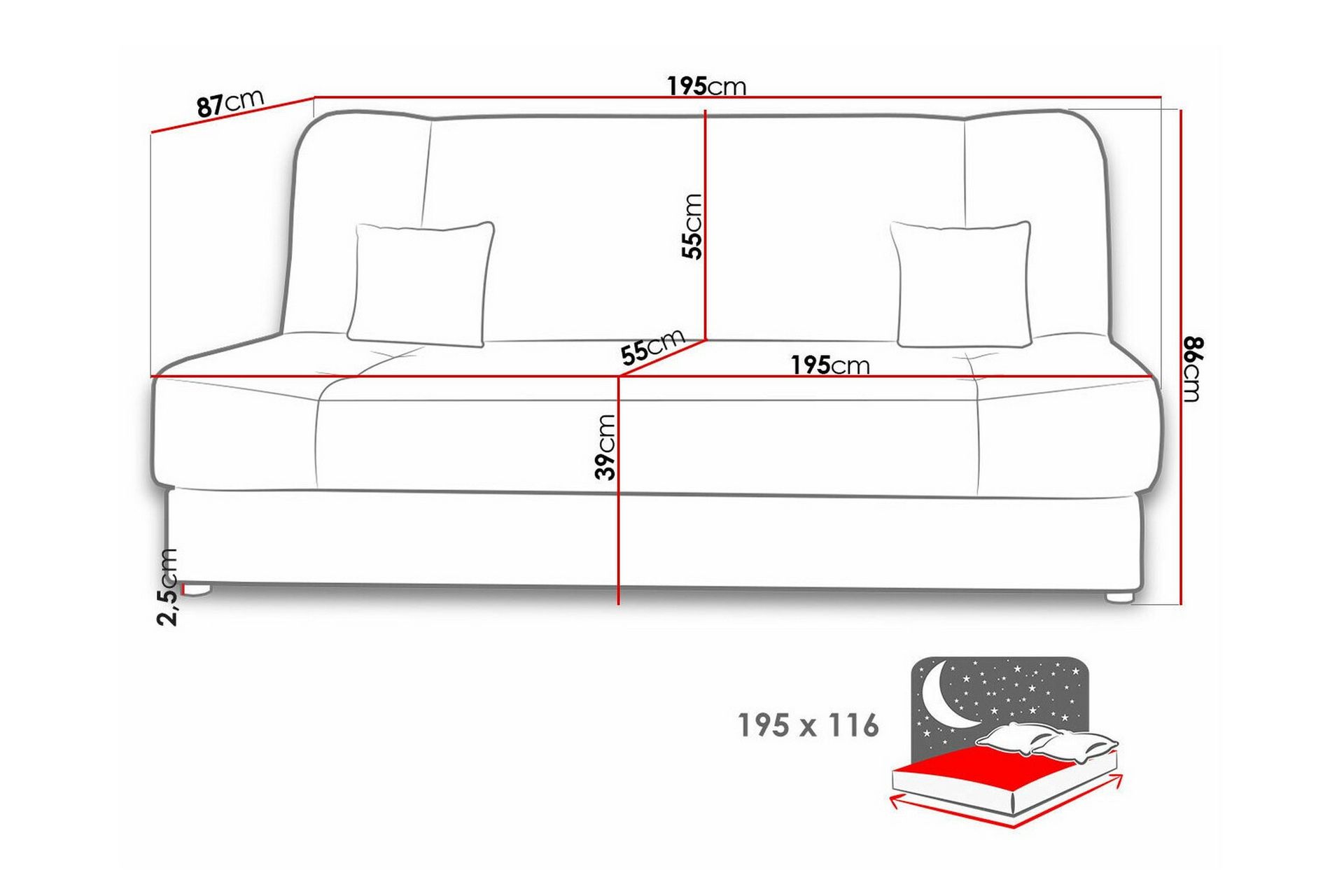 Kintore 2-seters Sovesofa - Mørkebrun - Møbler - Sofaer - Sovesofaer