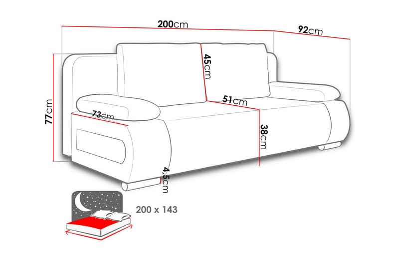 Kintore 2-seters Sovesofa - Mørkegrå - Sovesofaer - 2 seters sovesofa