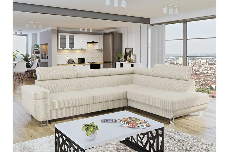 Kintore 3-seters Hjørnesovesofa - Beige - Møbler - Sofaer - Sovesofaer