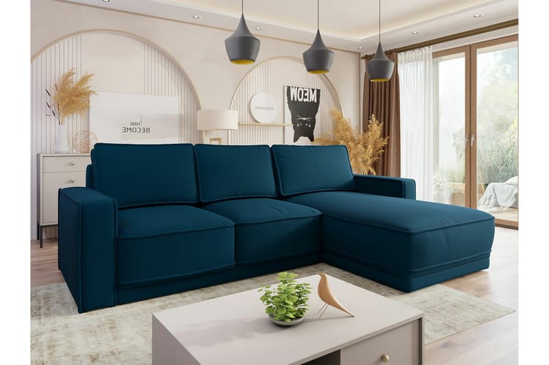 Kintore 3-seters Hjørnesovesofa - Blå - Møbler - Sofaer - Sovesofaer