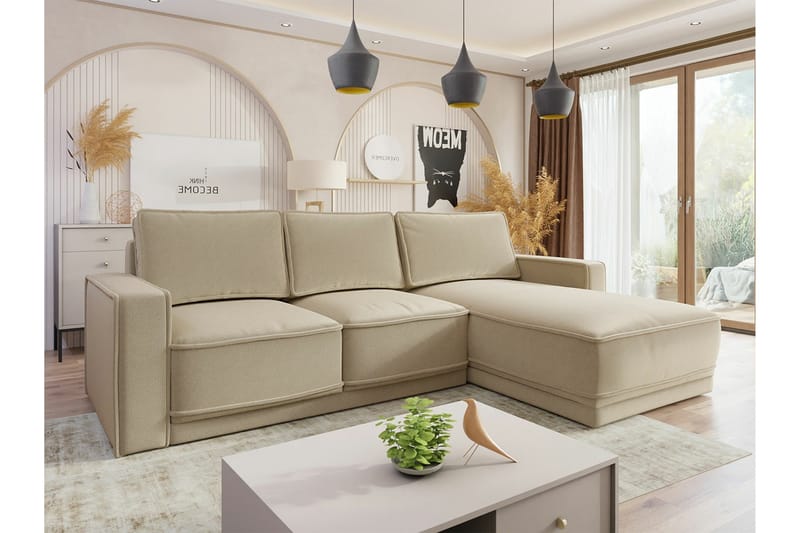 Kintore 3-seters Hjørnesovesofa - Cream - Møbler - Sofaer - Sovesofaer