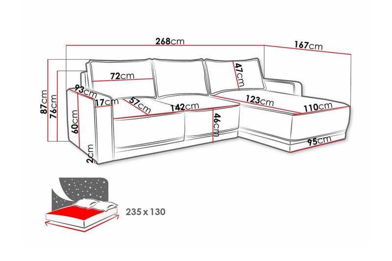 Kintore 3-seters Hjørnesovesofa - Cream - Møbler - Sofaer - Sovesofaer