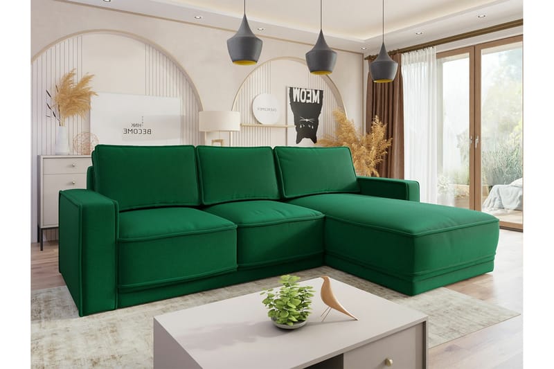 Kintore 3-seters Hjørnesovesofa - Grøn - Møbler - Sofaer - Sovesofaer