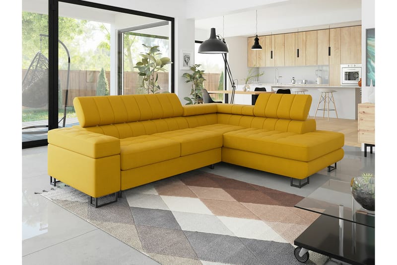 Kintore 3-seters Hjørnesovesofa - Gul - Møbler - Sofaer - Sovesofaer